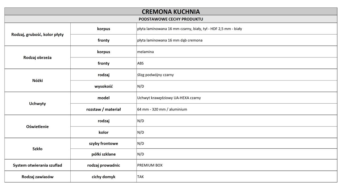 Wykaz szafek kuchennych meble kuchenne CREMONA kuchnia na wymiar 4